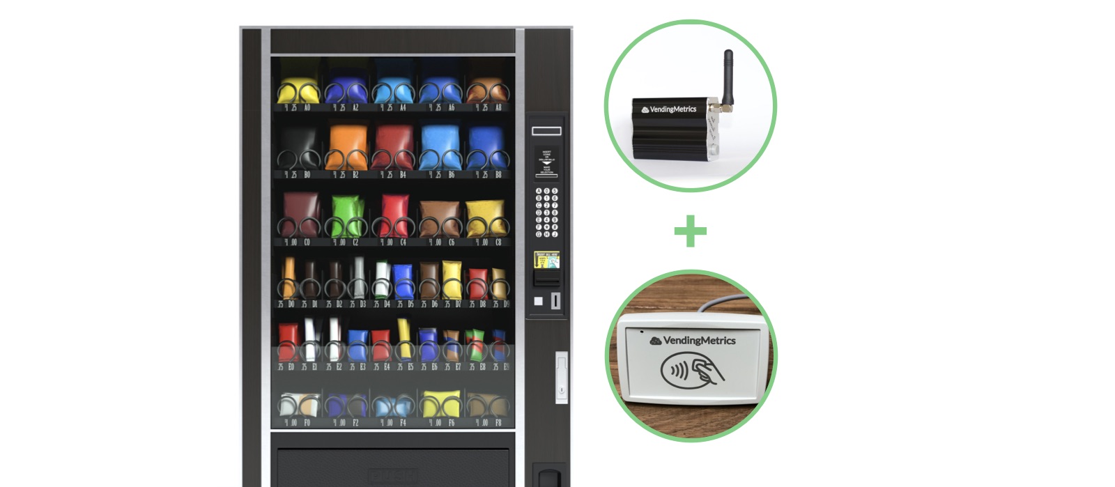 vending machine with telemetry box and rfid card reader